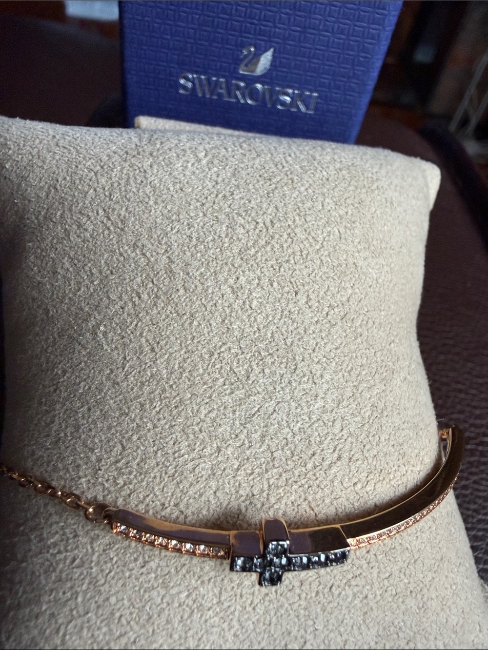 Swarovski Rose Gold Cross Bracelet with Clear Crystals